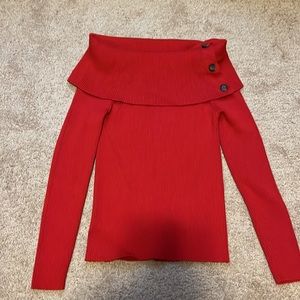 Banana republic NWT red off should sweater with button design.